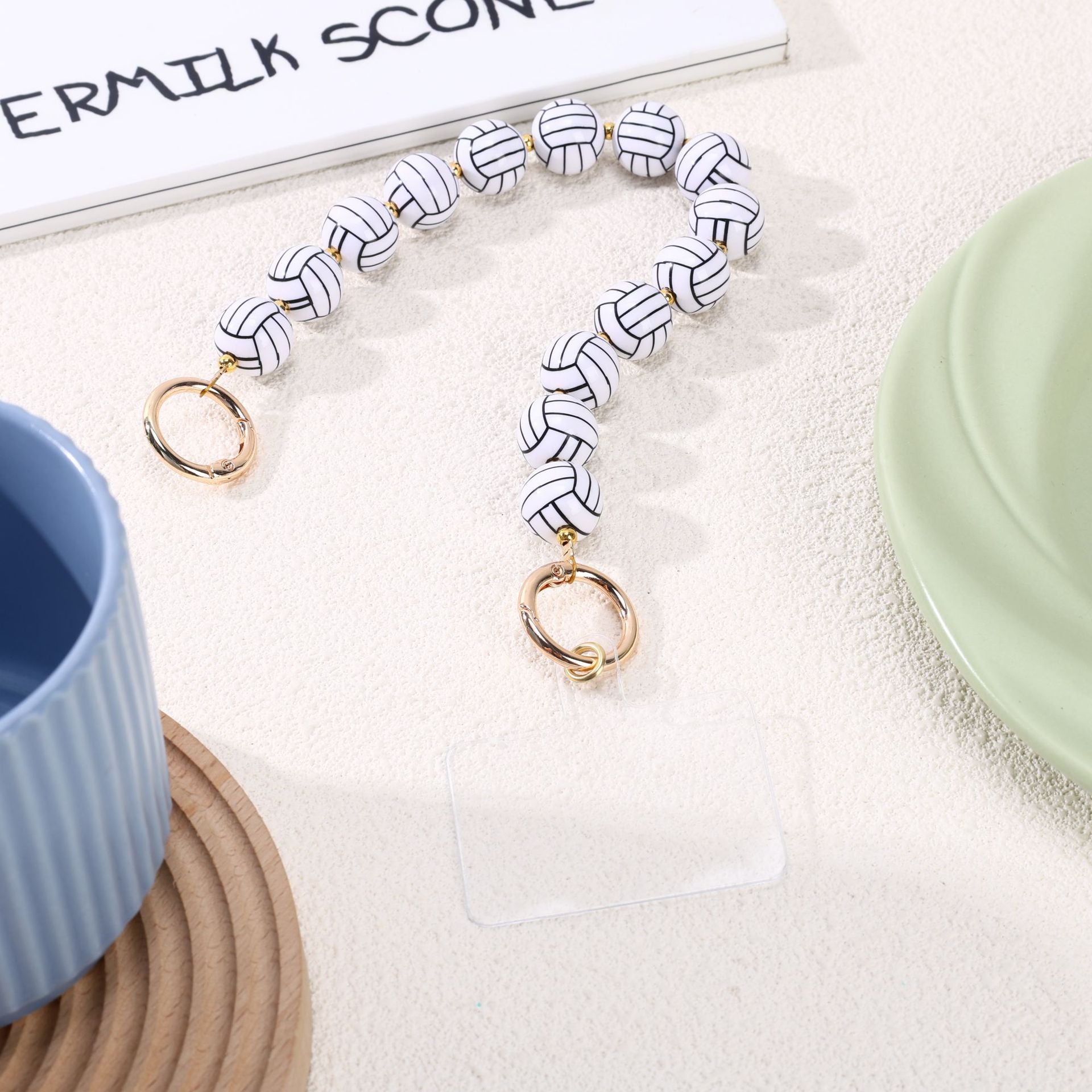 Sports Basketball Round Bead Decorative Bag Chain Strap, 20 Inches / 45cm Bag Decoration