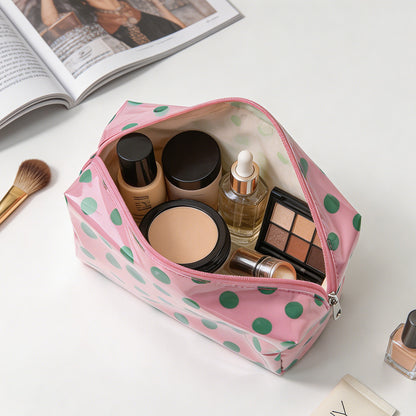 PVC Polka-Dot Cosmetic Bag Waterproof Travel Toiletry Organizer