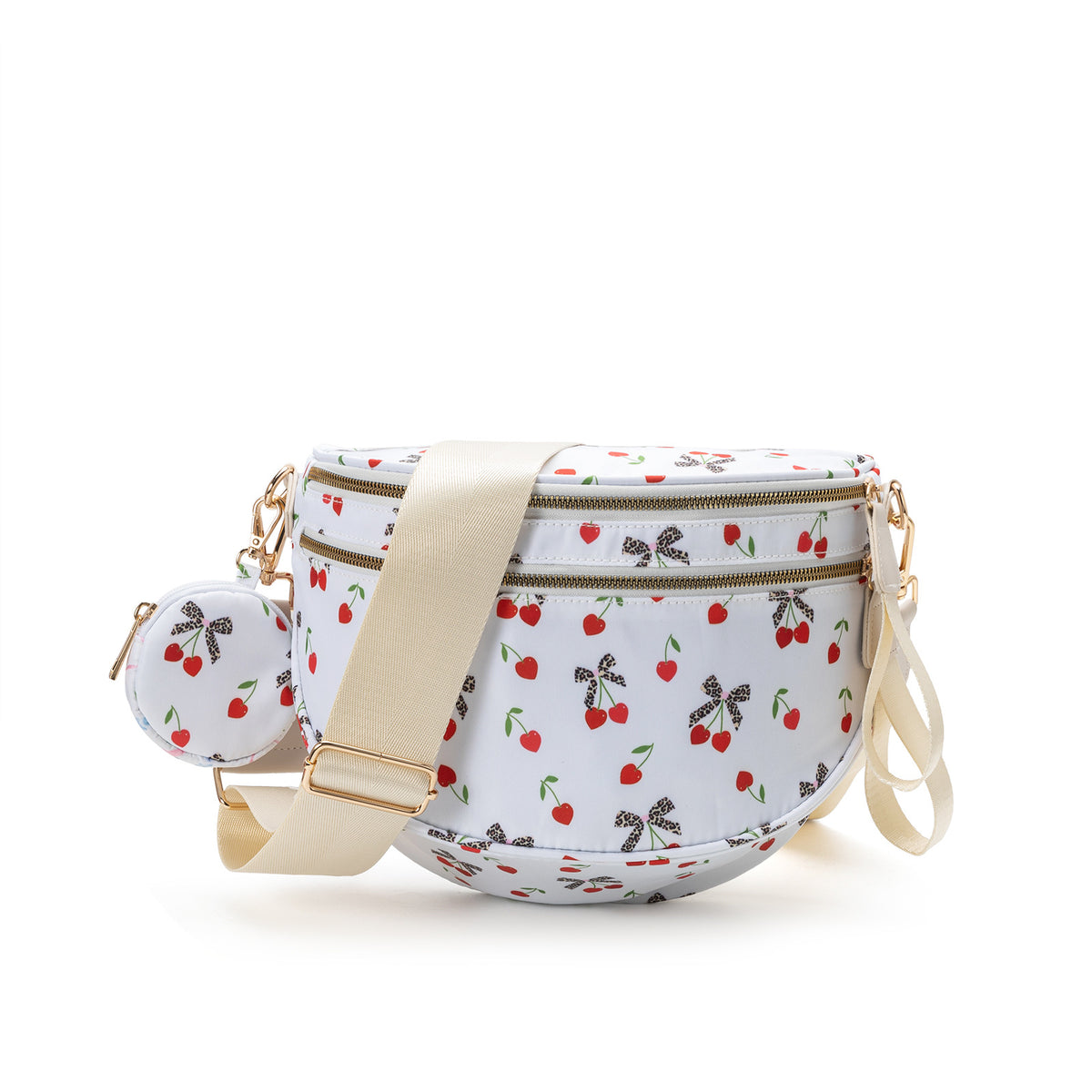 Cherry Print Crossbody Bum Bag Large Capacity Belt Bag