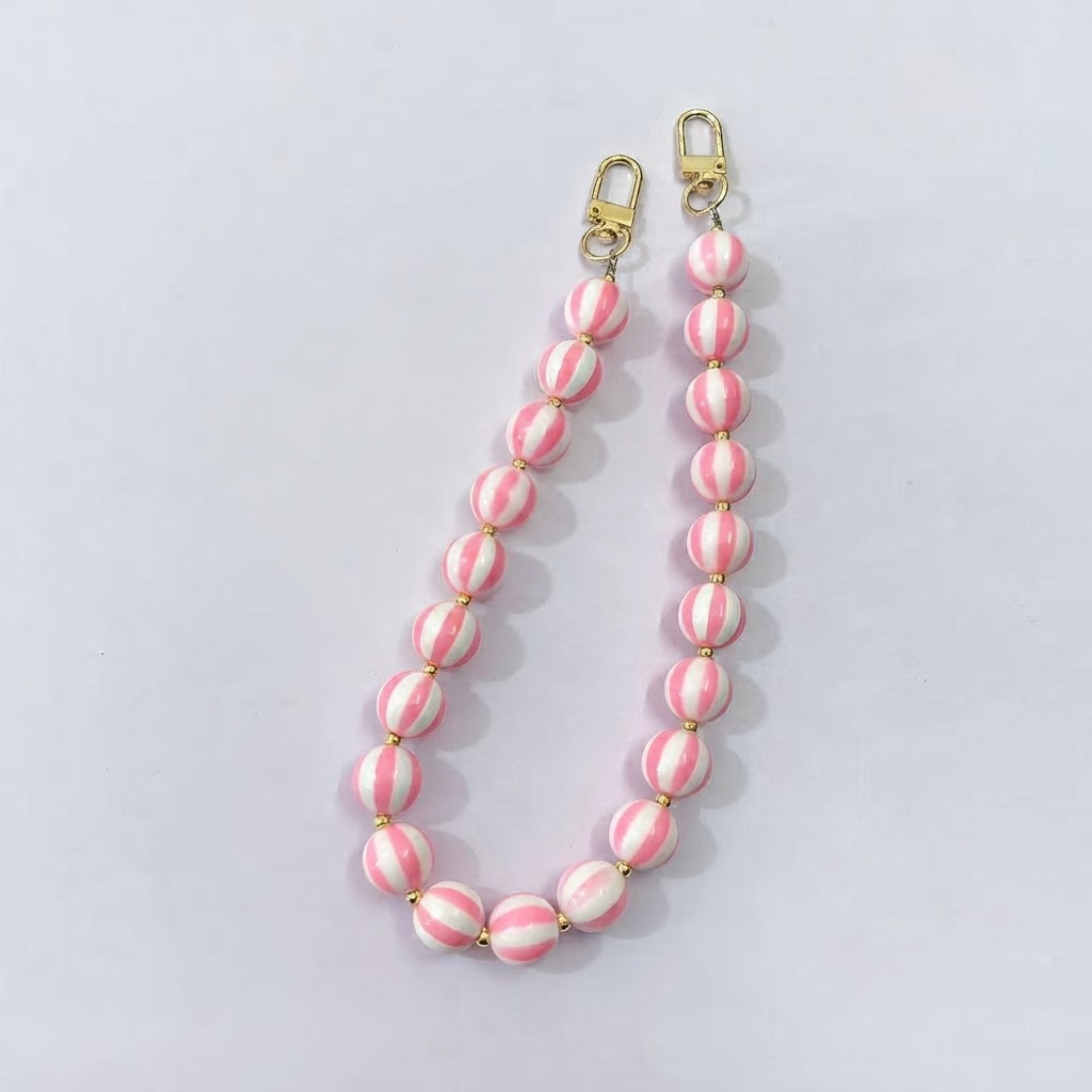 Striped Candy Color Beaded Bag Chain, 45cm / 20 Inches