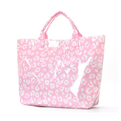 PVC Tote Bag Fashionable Commuter Beach Bag Large Capacity Portable Handbag Leopard Print