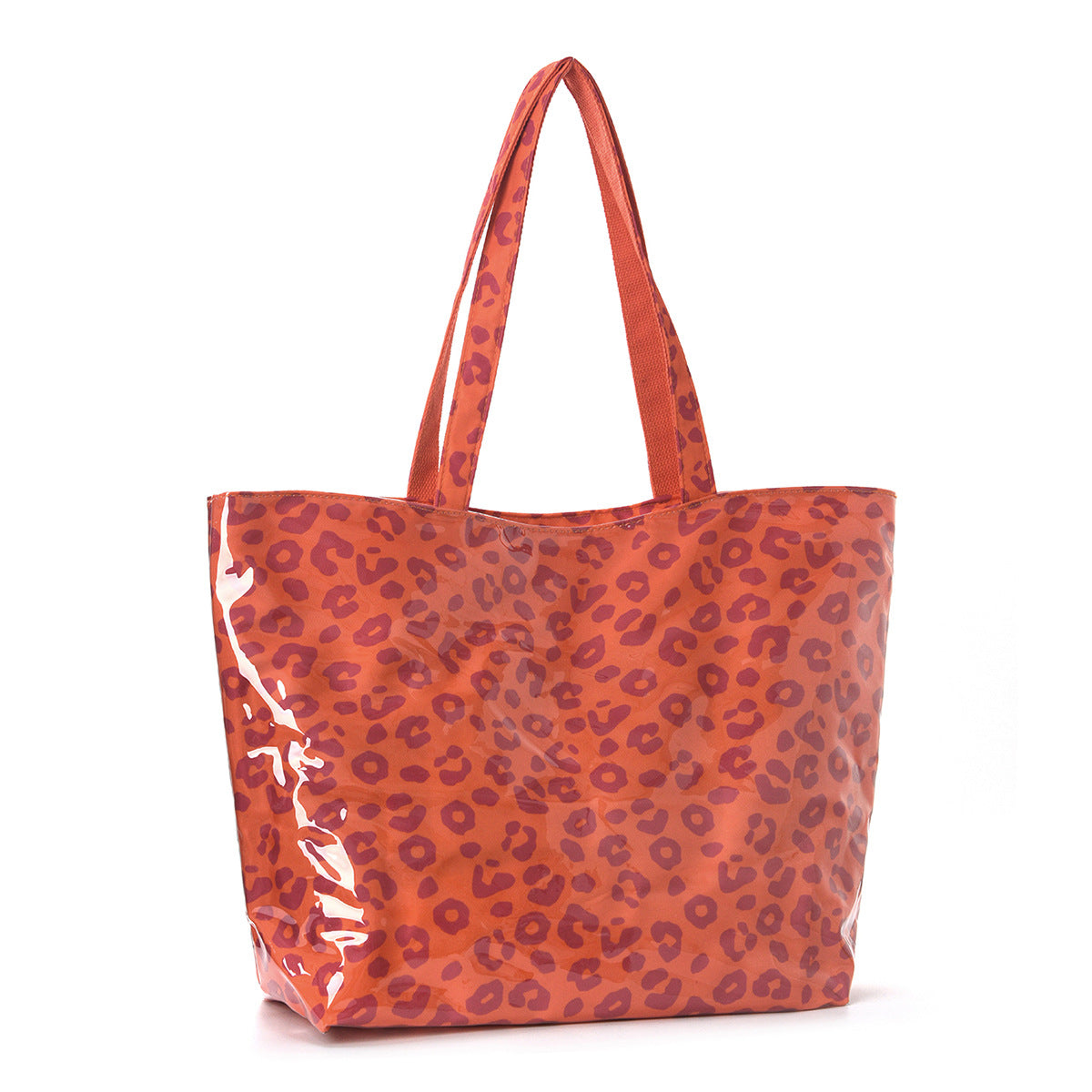 PVC Tote Bag Tote Purse with Zipper Large Leopard Print Handbag for Work Beach Gift