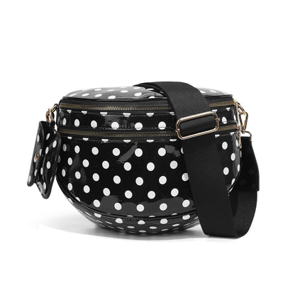 Bag Fanny Pack Shoulder Bumbags (white polka dots)