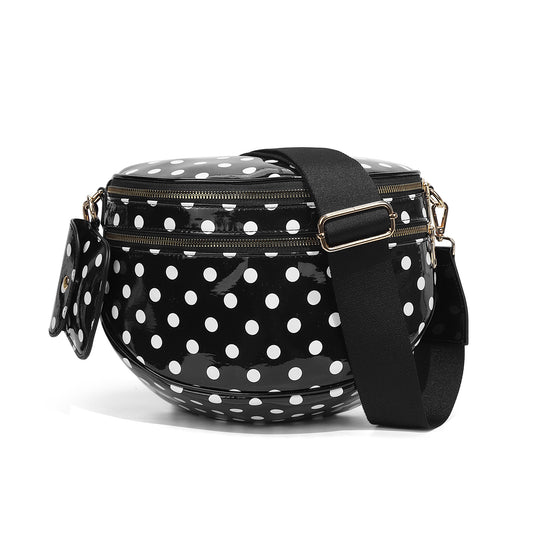 Bag Fanny Pack Shoulder Bumbags (white polka dots)