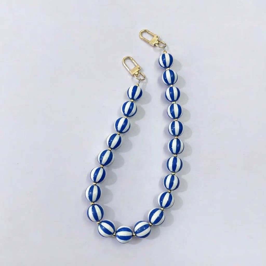 Striped Candy Color Beaded Bag Chain, 45cm / 20 Inches