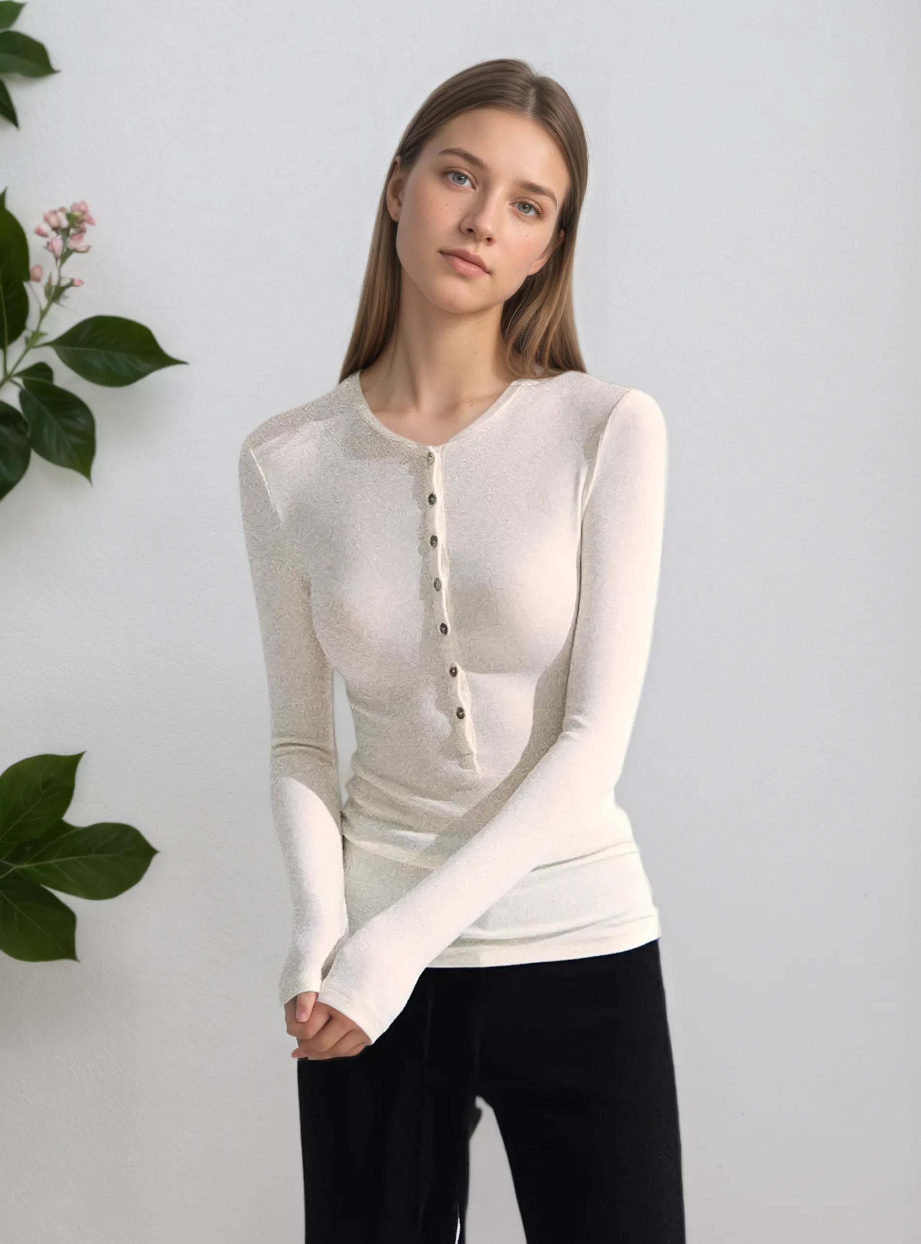 Tencel Wool Long Sleeve Shirt - Autumn Winter Base Layer for Women/Men