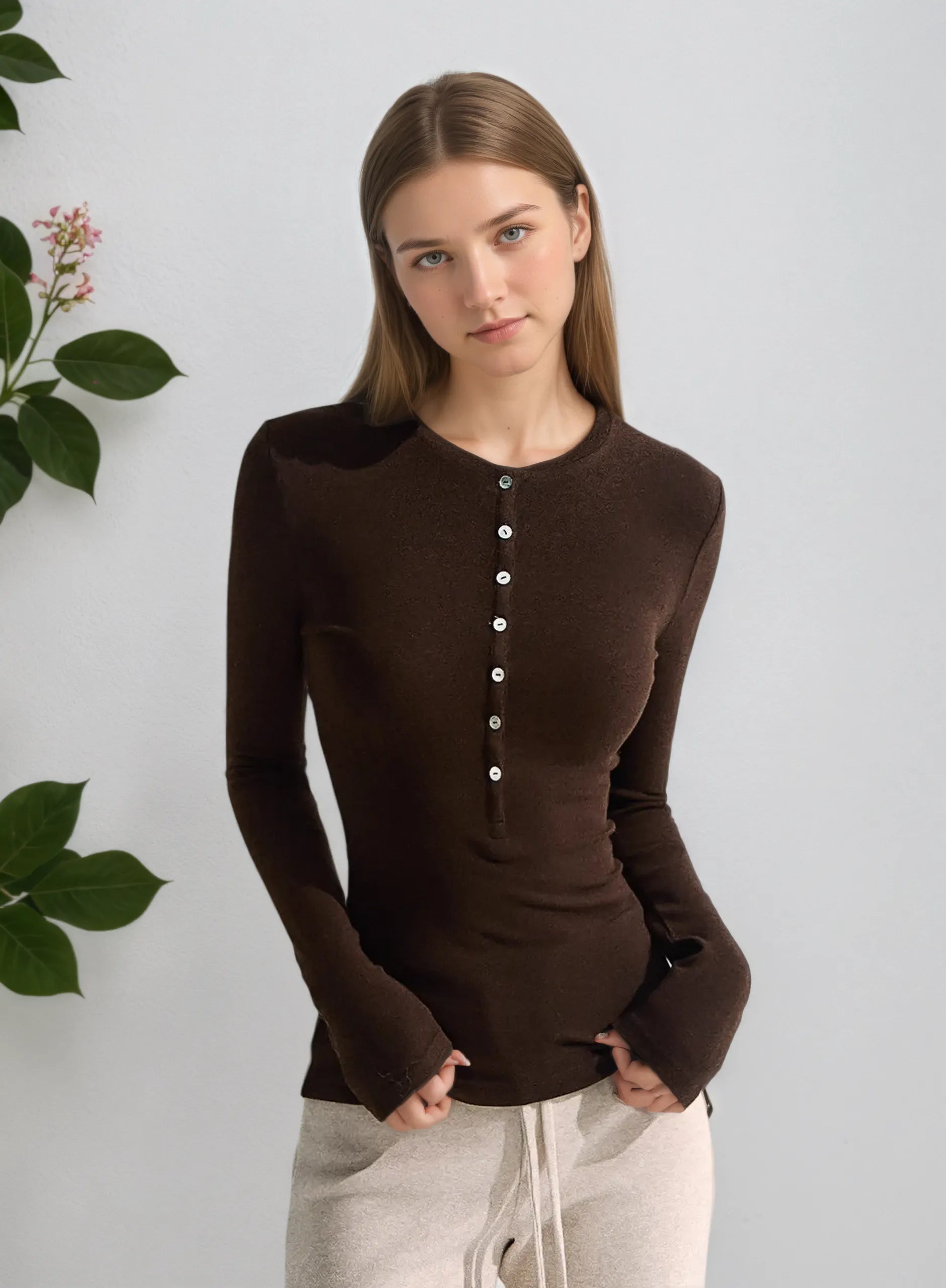 Tencel Wool Long Sleeve Shirt - Autumn Winter Base Layer for Women/Men