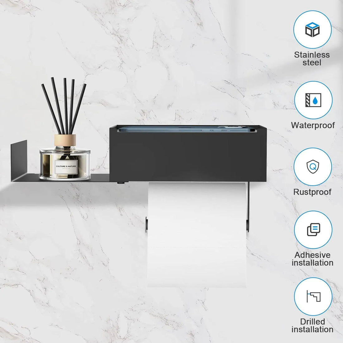 Toilet Paper Holder with Shelf