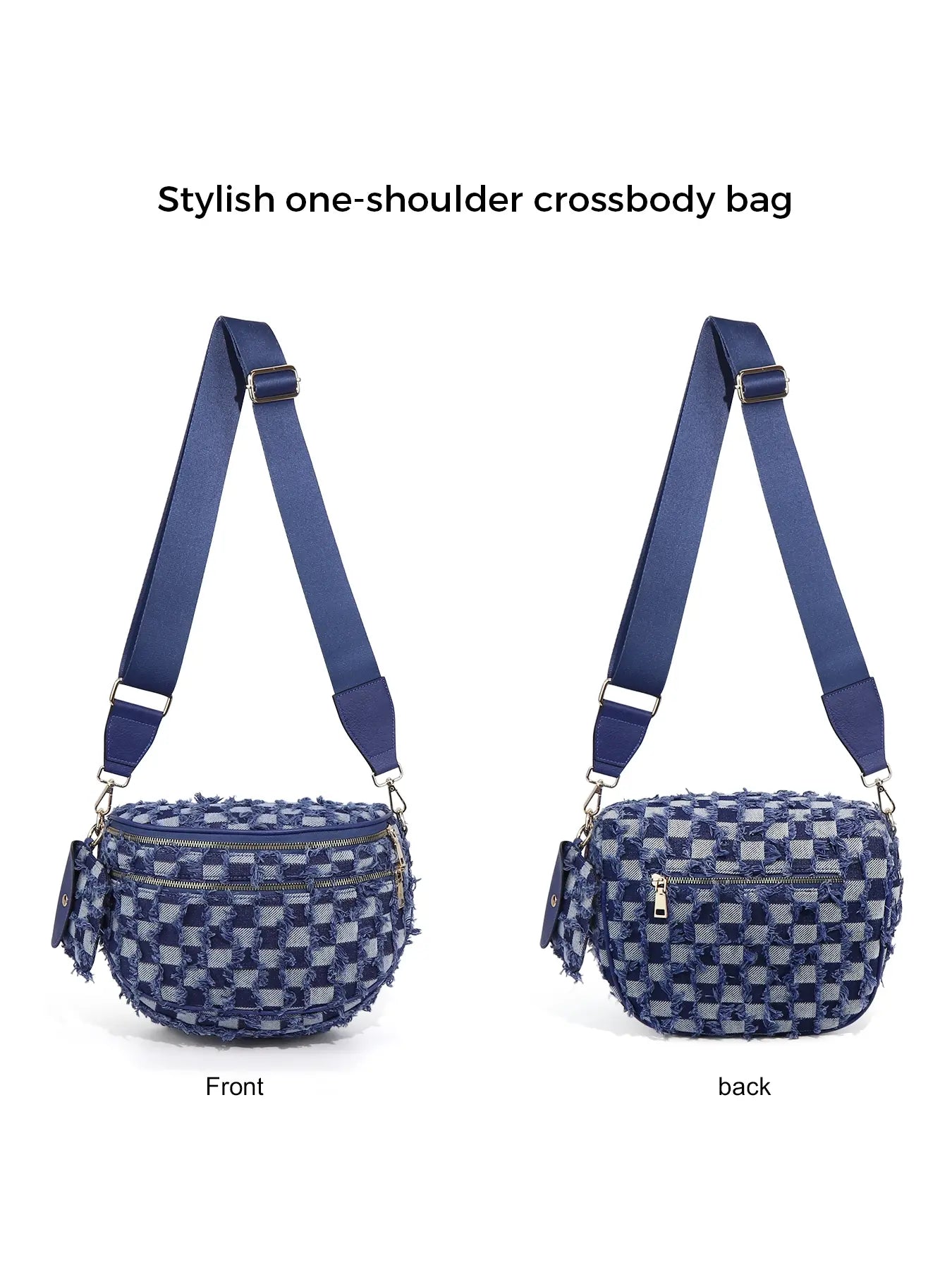 Denim Checkered Crossbody Bum Bag Large Capacity Belt Bag