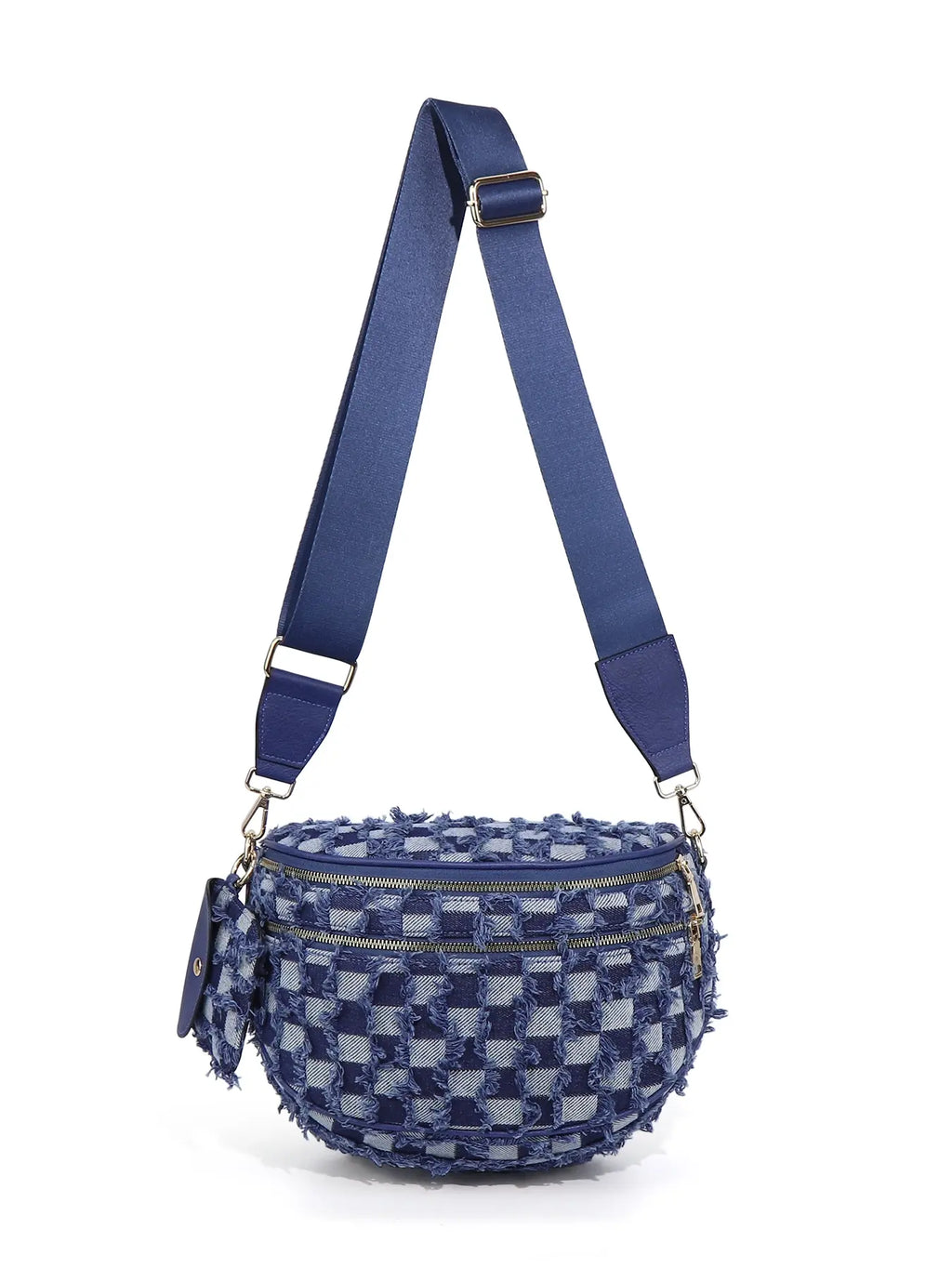 Denim Checkered Crossbody Bum Bag Large Capacity Belt Bag