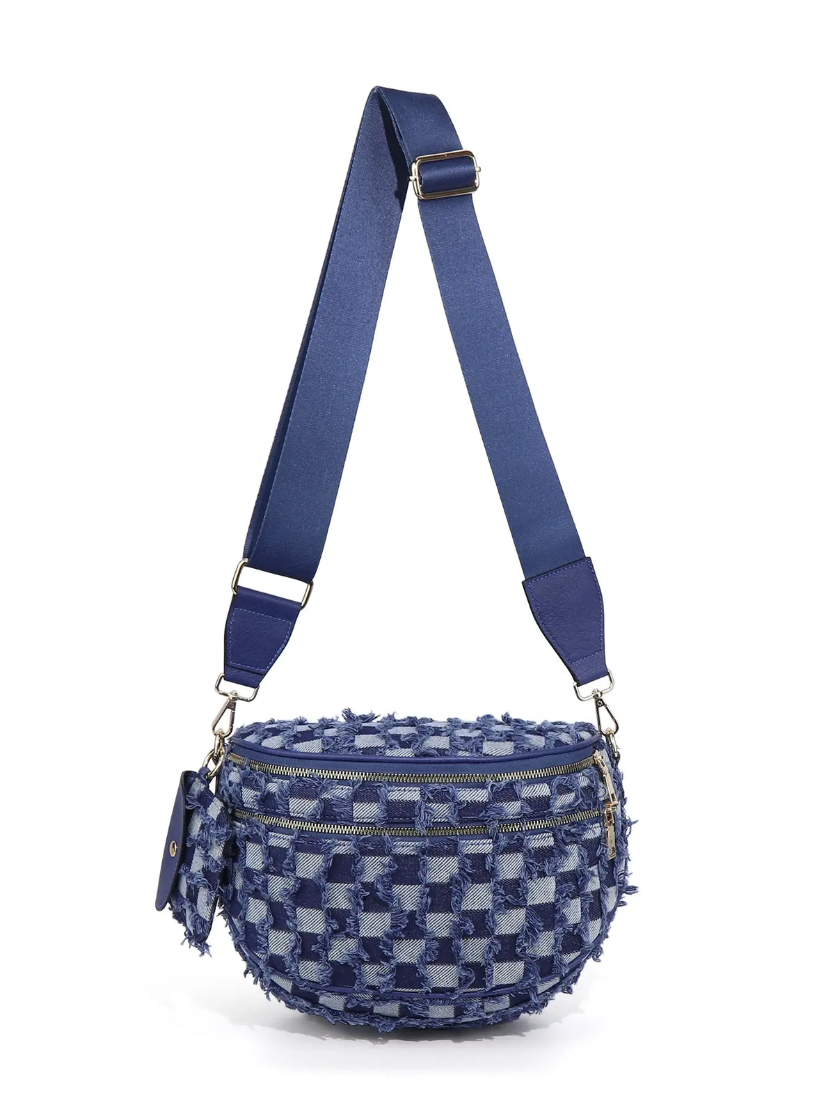 Denim Checkered Crossbody Bum Bag Large Capacity Belt Bag