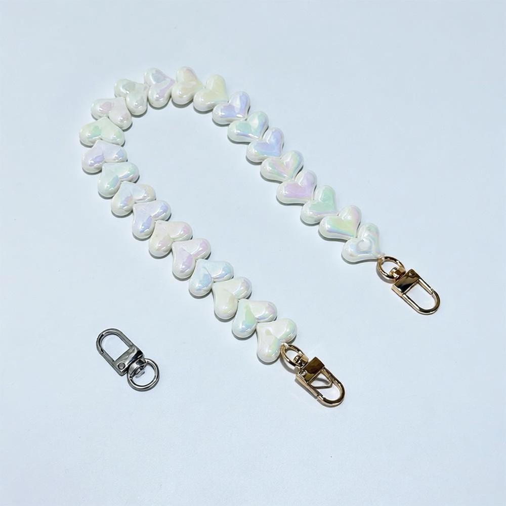 Macaron Acrylic Heart Beaded Bag Chain