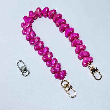 Macaron Acrylic Heart Beaded Bag Chain