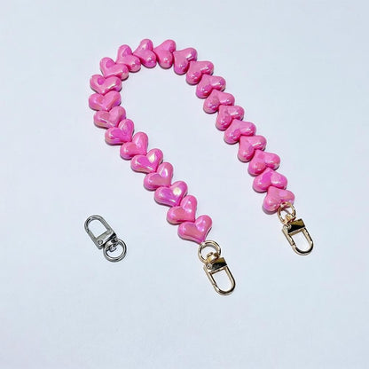 Macaron Acrylic Heart Beaded Bag Chain