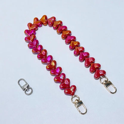 Macaron Acrylic Heart Beaded Bag Chain