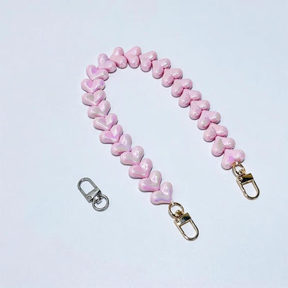 Macaron Acrylic Heart Beaded Bag Chain