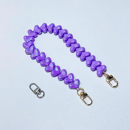 Macaron Acrylic Heart Beaded Bag Chain