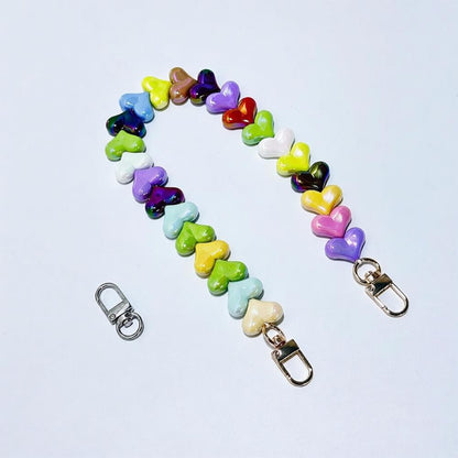 Macaron Acrylic Heart Beaded Bag Chain