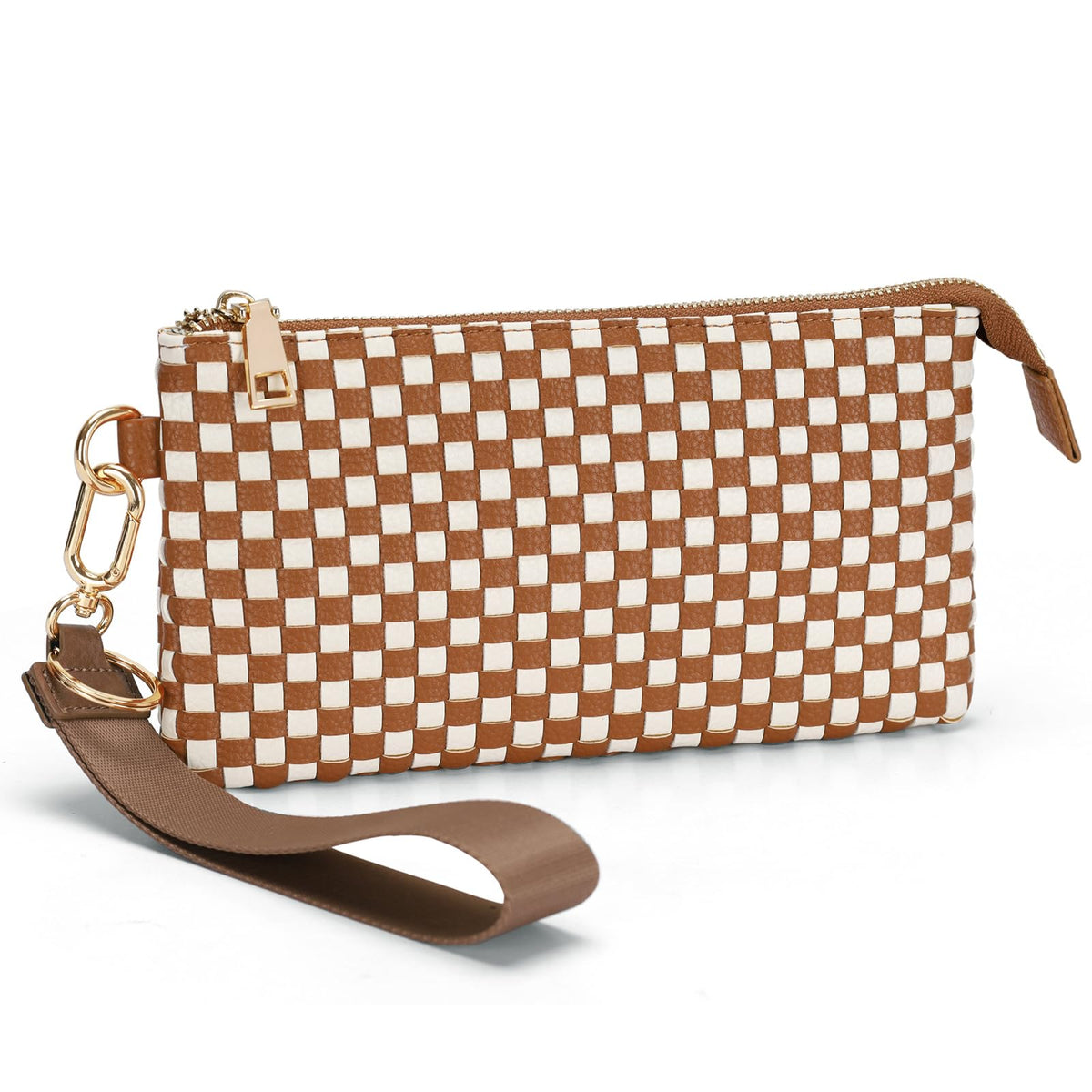 Woven Checkered Wristlet Wallets for Women