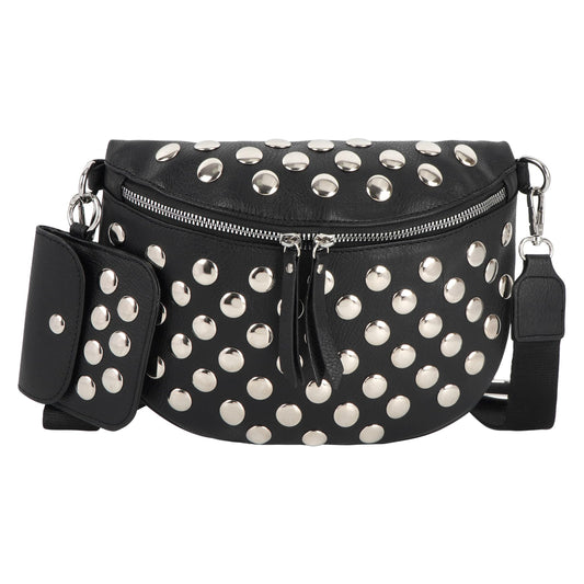 Women Rivet Faux Leather Shoulder Bag