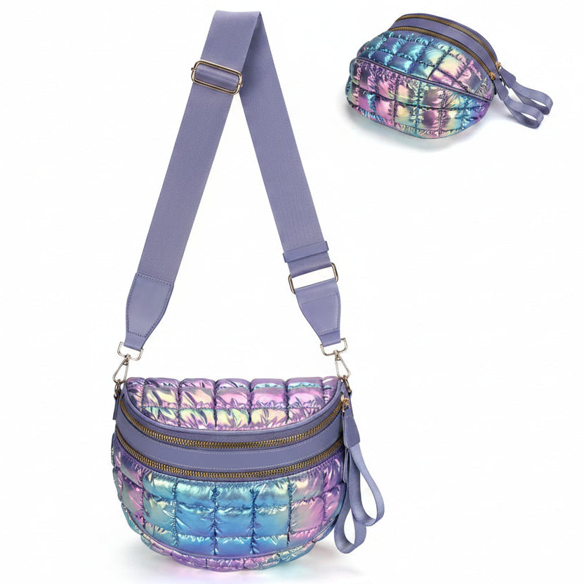 Puffer Crossbody Bum Bags for Women,Small Crossbody Bags for Women,Quilted Purse for Daily Travel,4.8L compact size,mom bag,small structured bum bag,Puffy Checkered Fanny Pack