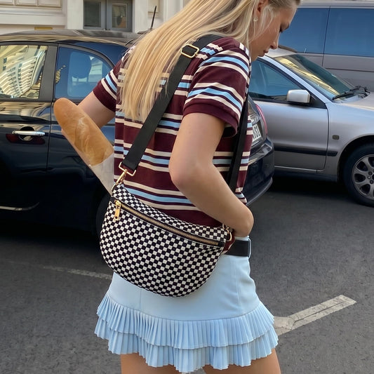Woven Crossbody Bags For Women Checkered Bum Bag