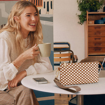 Woven Checkered Wristlet Wallets for Women