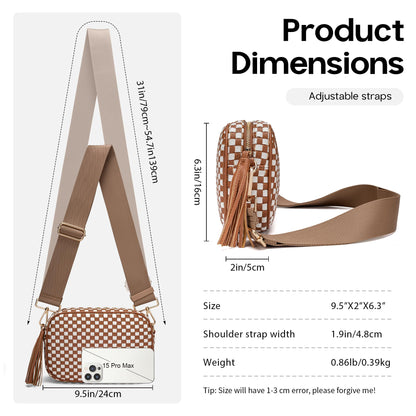Small Woven Checkered Crossbody Bag