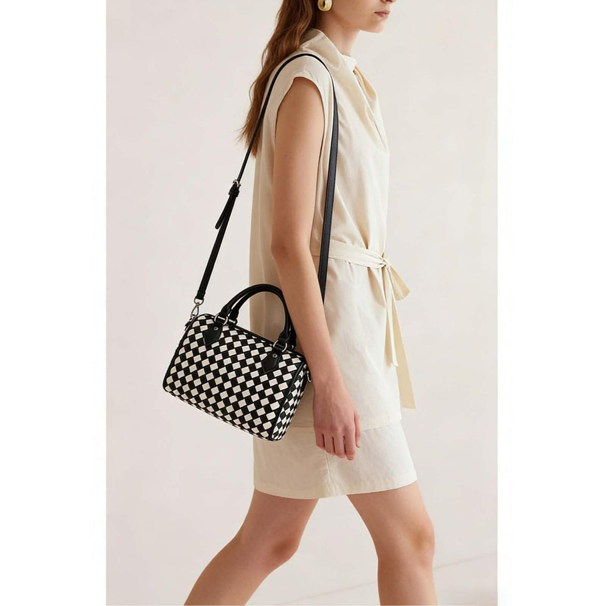 Small Woven Boston Bags for Women
