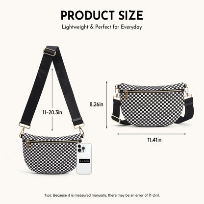 Woven Crossbody Bags For Women Checkered Bum Bag