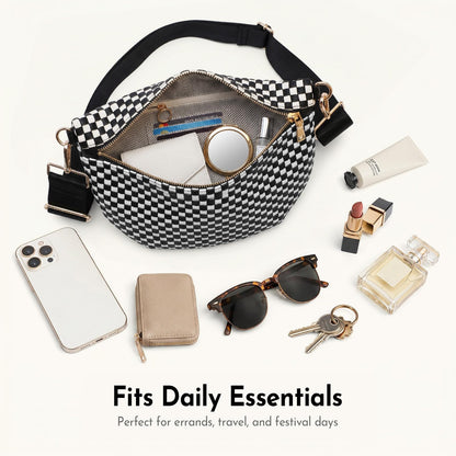 Woven Crossbody Bags For Women Checkered Bum Bag