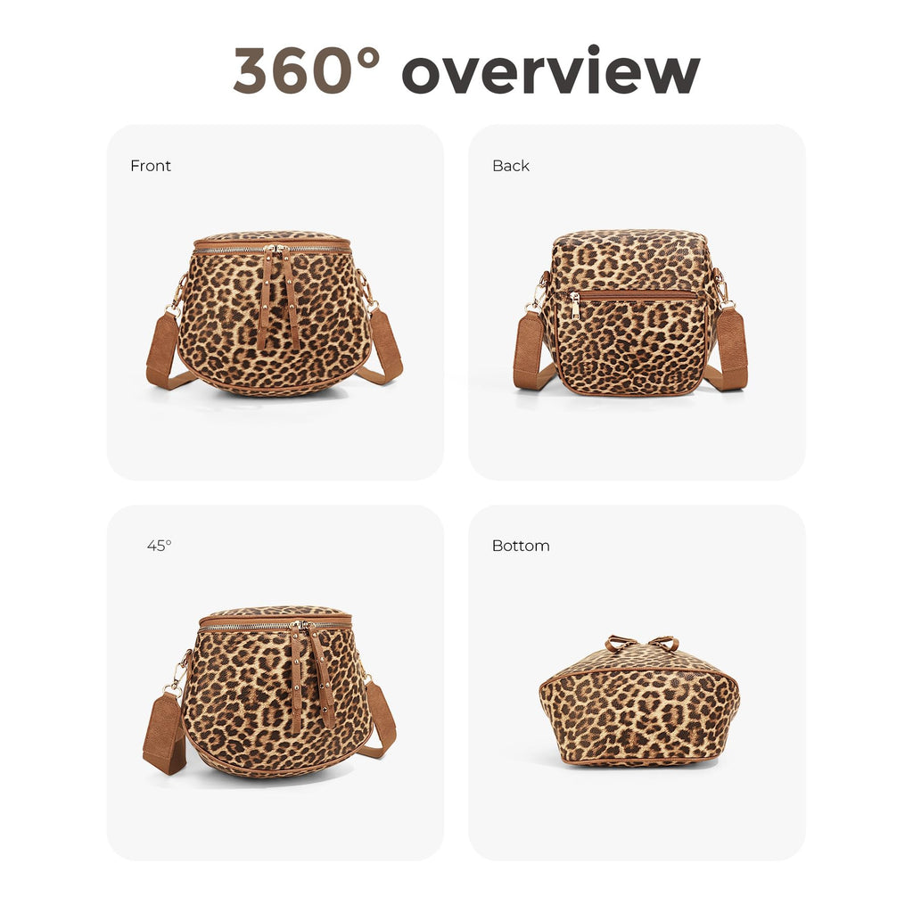 Straw Crossbody Bum Bags for Women Spacious Sling Purse with Adjustable Strap and Coin Purse (Leopard)