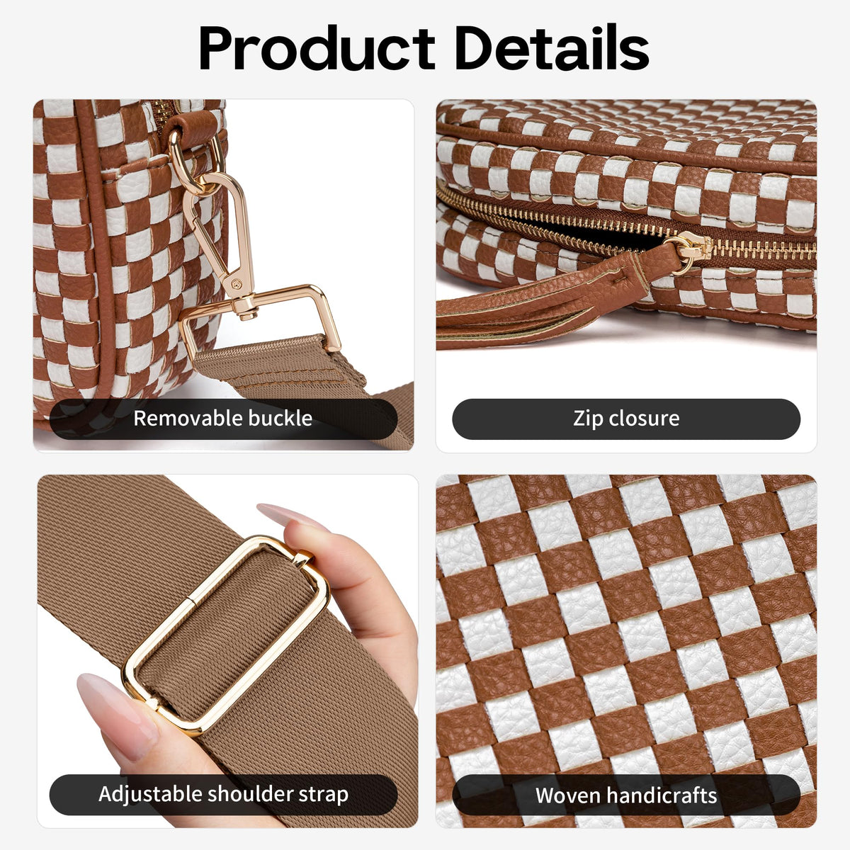 Small Woven Checkered Crossbody Bag