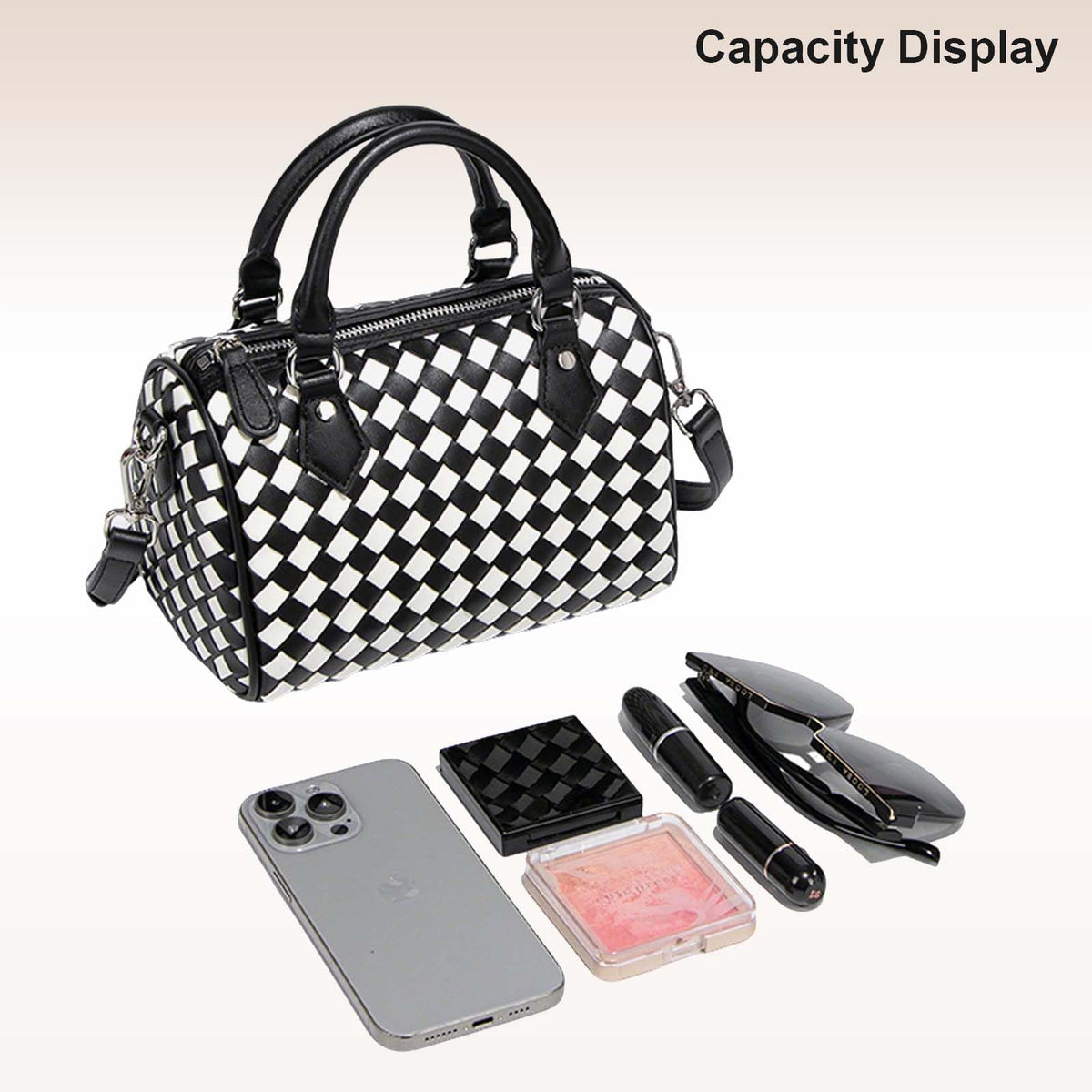 Small Woven Boston Bags for Women