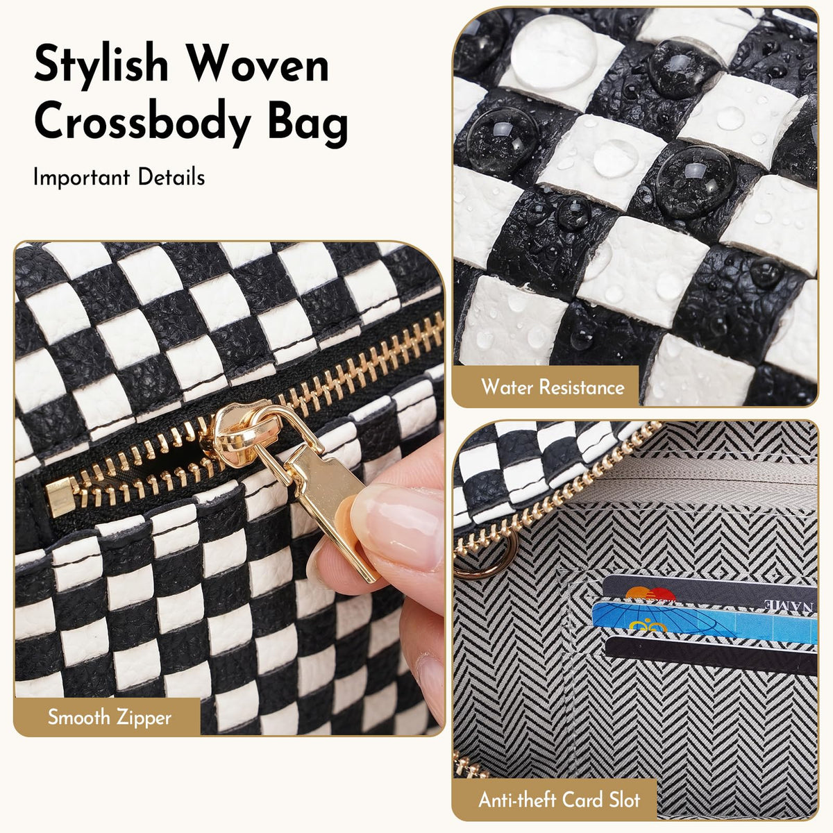 Woven Crossbody Bags For Women Checkered Bum Bag