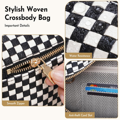 Woven Crossbody Bags For Women Checkered Bum Bag