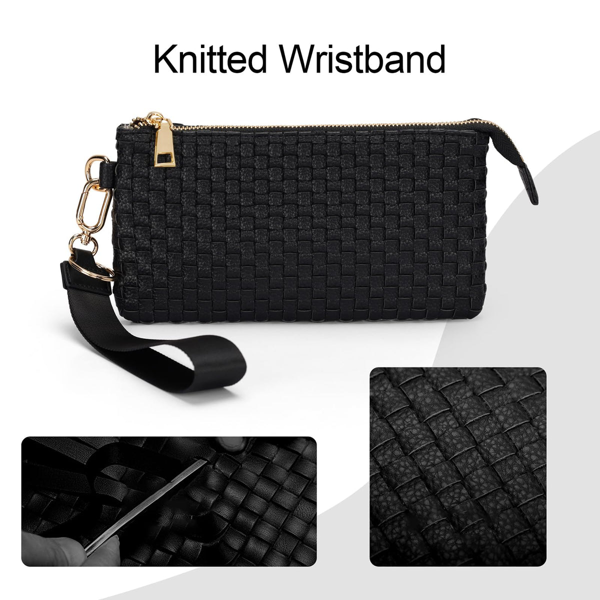 Woven Checkered Wristlet Wallets for Women