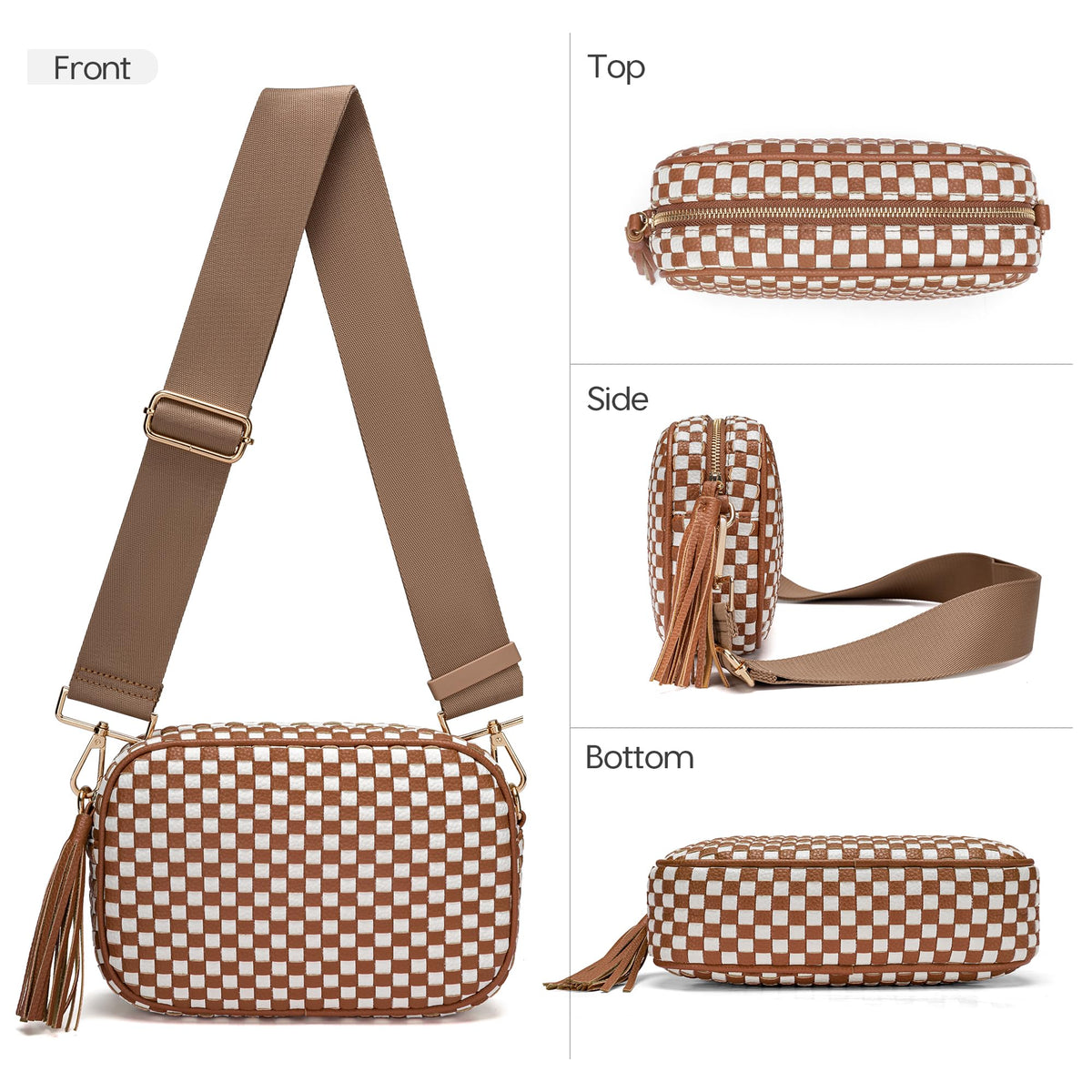 Small Woven Checkered Crossbody Bag