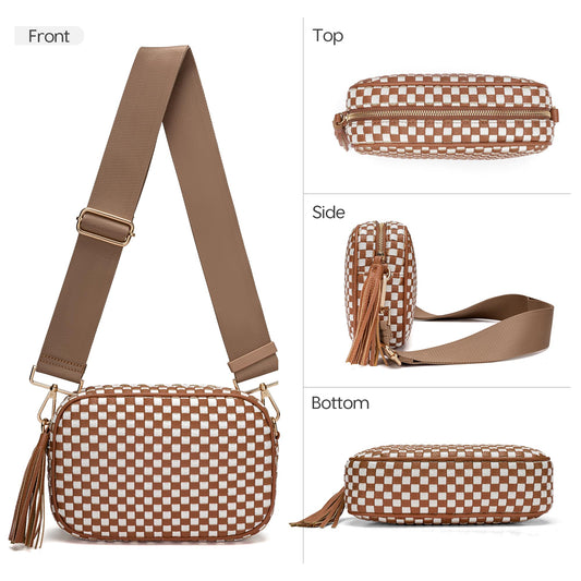 Small Woven Checkered Crossbody Bag