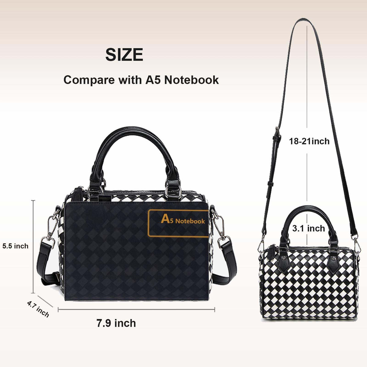 Small Woven Boston Bags for Women