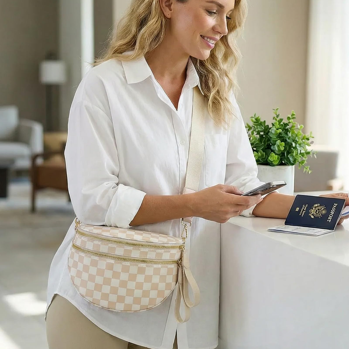 Checkered Crossbody Bum Bag