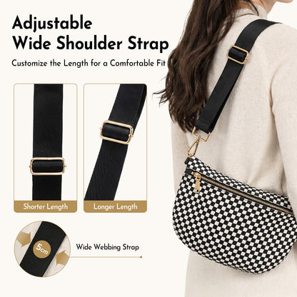 Woven Crossbody Bags For Women Checkered Bum Bag