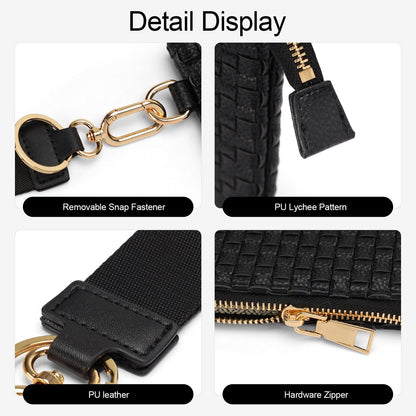 Woven Checkered Wristlet Wallets for Women