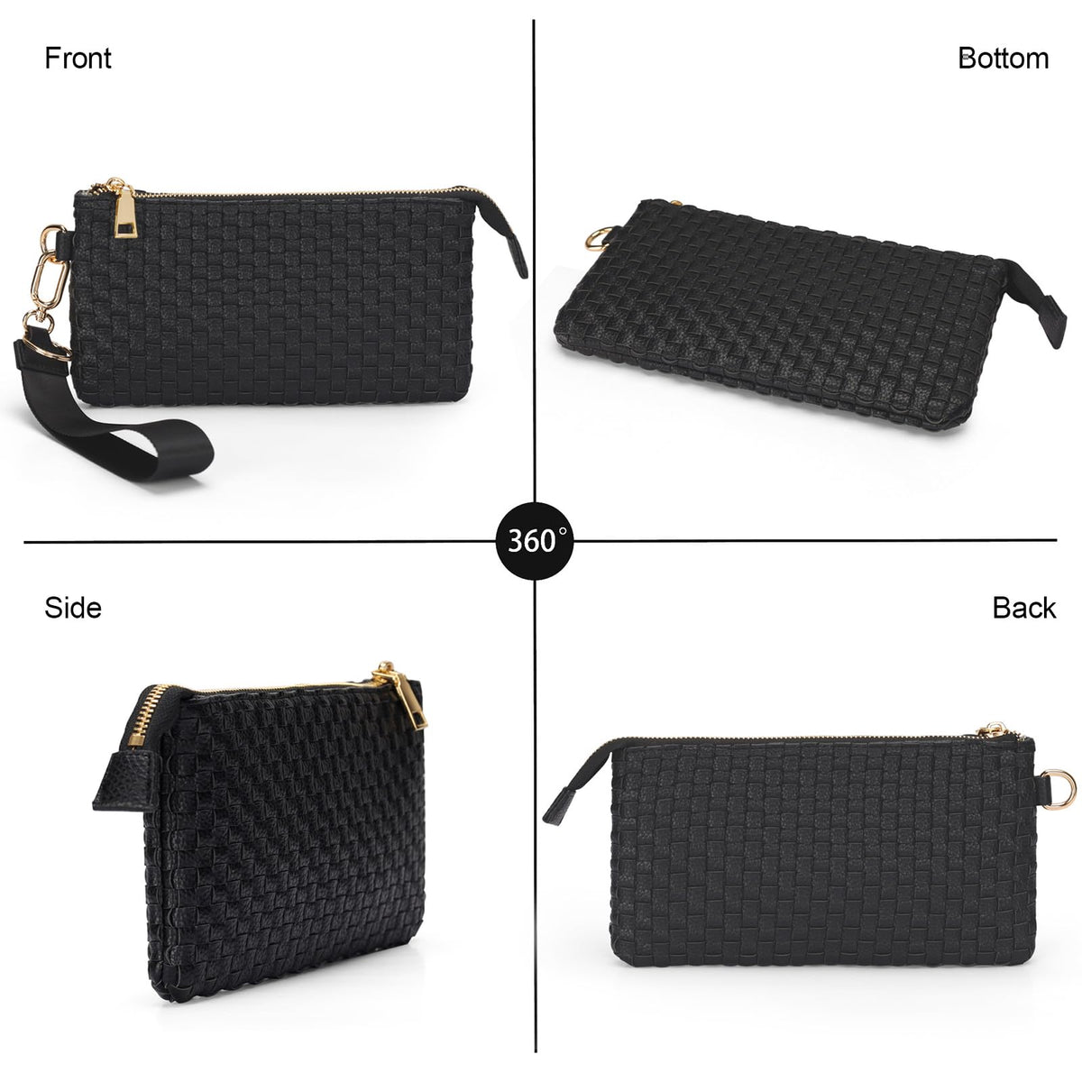 Woven Checkered Wristlet Wallets for Women