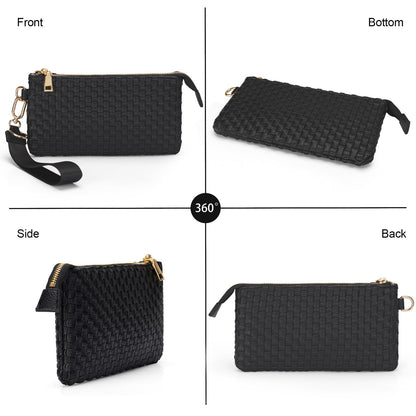 Woven Checkered Wristlet Wallets for Women